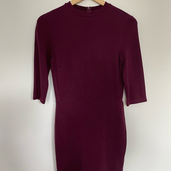 Burbundy long sleeve bodycon/ wrap over dress from Topshop - Picture 2 of 5